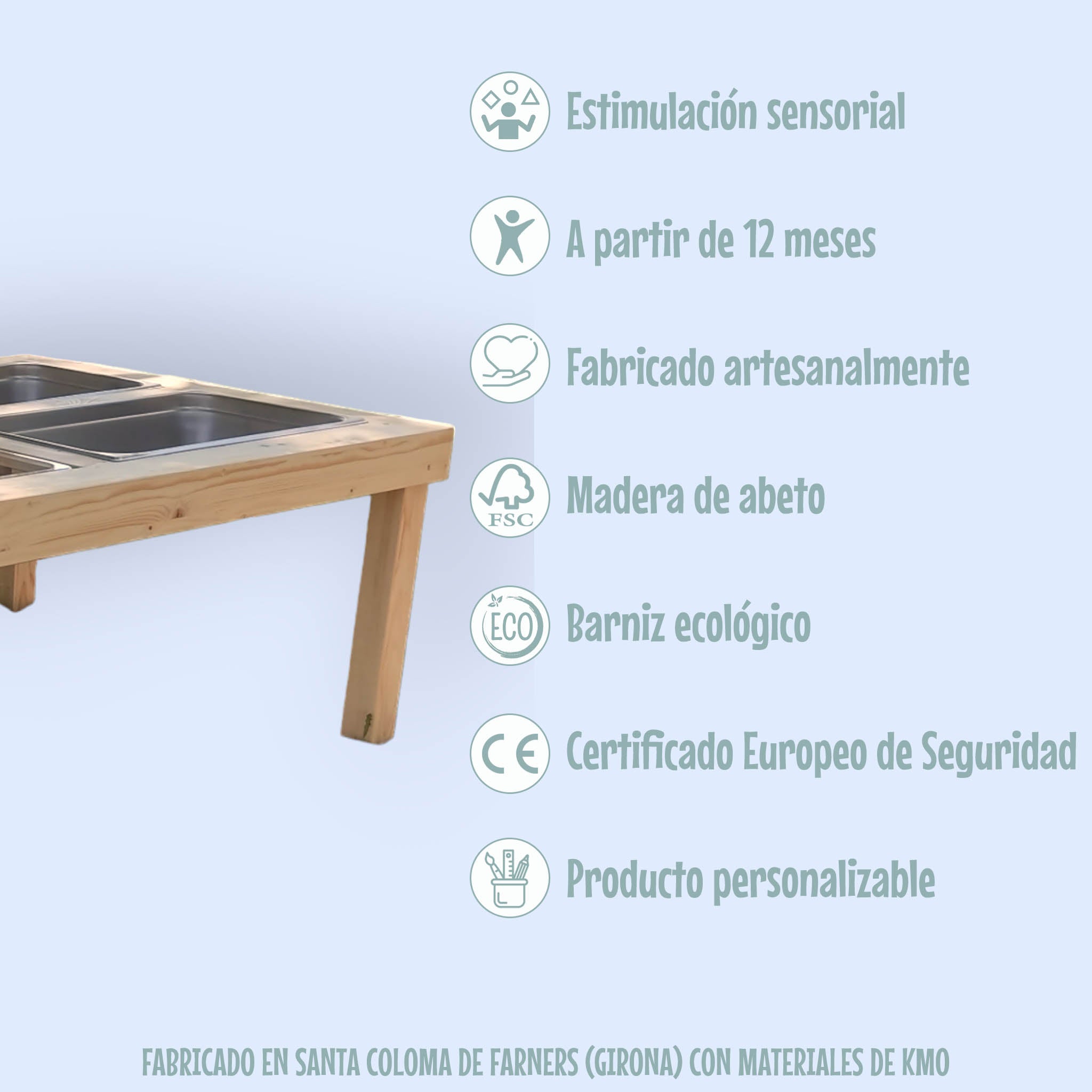 Mesa de experimentación con bandejas para Interior