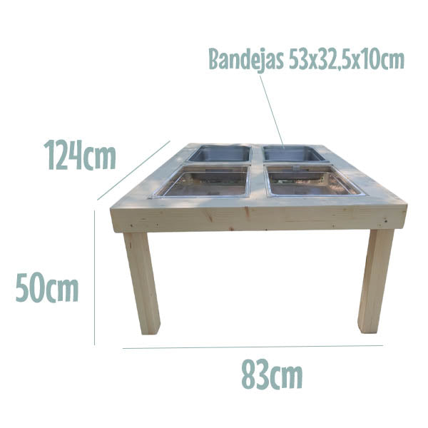 Mesa de experimentación con bandejas para Interior