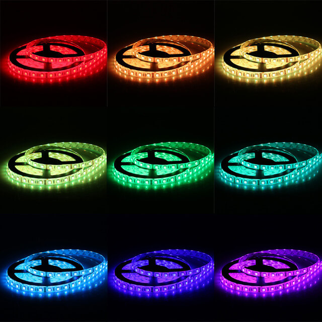 Luces LED RGB 5m con mando y transformador (RÍTMICA)
